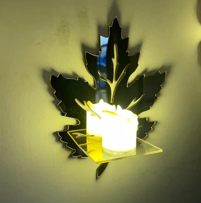 Golden Acrylic DIY Mini Leaves Shelves Wall Decor Wish2Cart