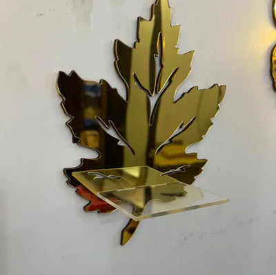 Golden Acrylic DIY Mini Leaves Shelves Wall Decor Wish2Cart