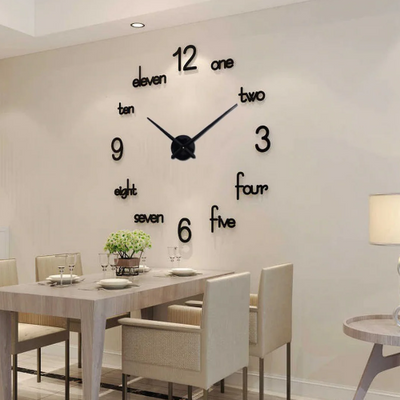 3D Wall Clock, Frameless Wall Clock DIY Wall Decoration, Wall Clock Home Decor Wish2Cart