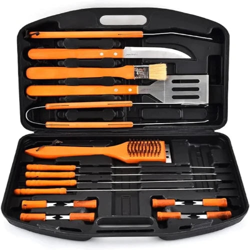 BBQ wooden handle tools, outdoor BBQ cooking, grilling accessories UAE, BBQ tool set, BBQ enthusiasts, grilling tools UAE, BBQ set for grilling