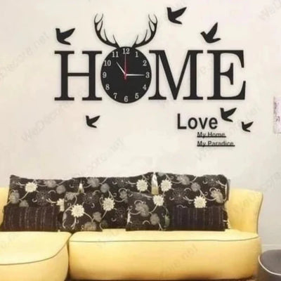 3D Home Clock Acrylic Wall Decor, modern decorative wall clock, sleek wall art for interior decorating, perfect for home decor in the UAE.